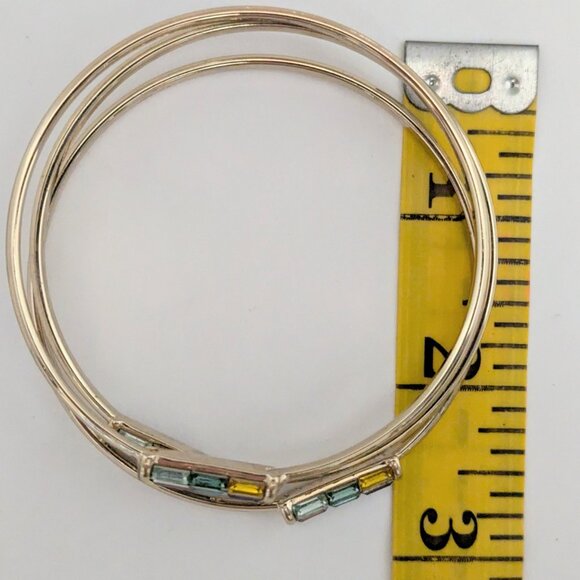 Anne Klein Chunky & Colorful Runway Set of 3 Gold Tone Bracelets Runway - Picture 3 of 4